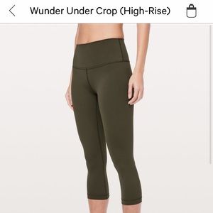 Lululemon wunder under crop dark olive size 4